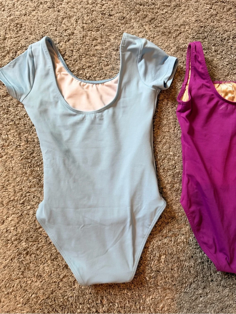 Girl’s One-Piece Leotard - Light Blue and Magenta Size 6